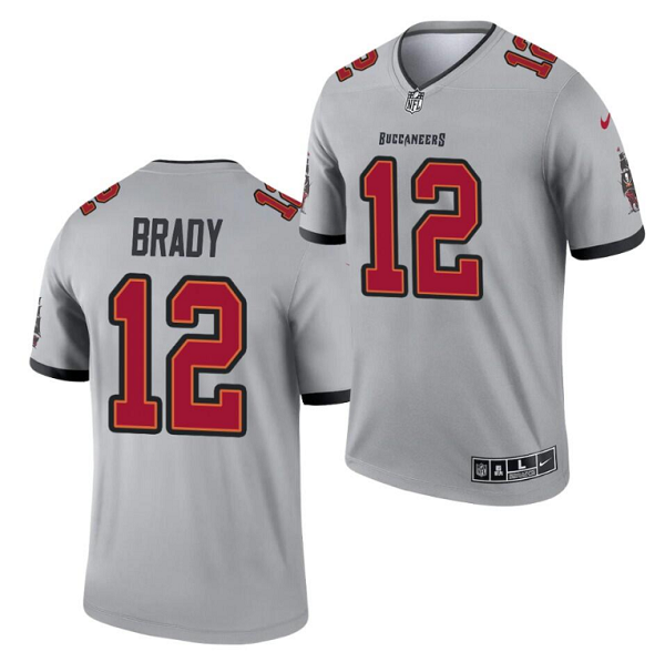 Men's Tampa Bay Buccaneers #12 Tom Brady 2021 Gray Inverted Legend Stitched Jersey